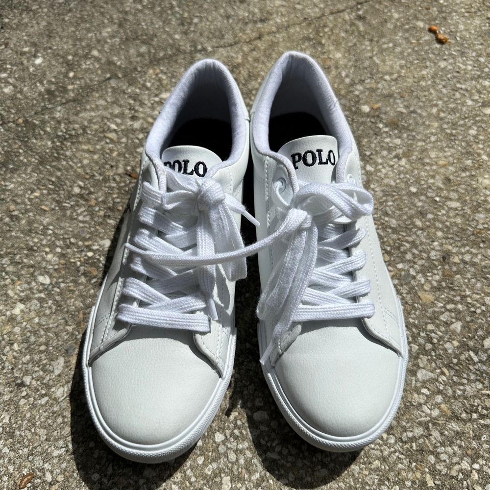 Polo Ralph Lauren Easten White Synthetic Leather Low Top Sneakers Mens 6